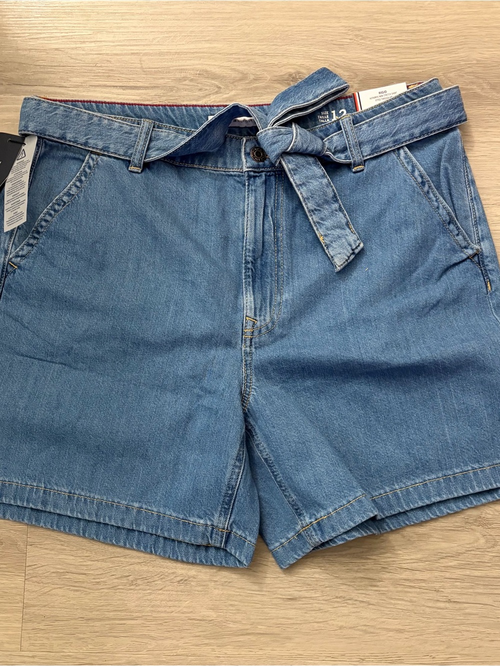 Tommy Hilfiger High-Rise Paperbag Denim Shorts in Blue